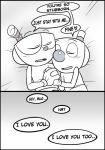  animate_inanimate blush brother brothers clothed clothing comic cup cuphead_(character) cuphead_(game) dialogue duo english_text eyes_closed gloves hand_holding humanoid incest lying male male/male mugman not_furry object_head on_back open_mouth romantic_couple sibling speech_bubble text toxic-boner video_games 