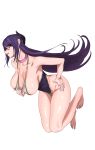  1girl absurdres areolae bad_id bad_pixiv_id bare_shoulders barefoot bottomless breasts choker cleavage clothes_pull collarbone eyes_visible_through_hair hand_on_own_hip headgear highres large_breasts league_of_legends long_hair looking_at_viewer parted_lips pink_choker pink_eyes purple_eyes pussy radiocupcake red_lips shiny_skin shirt_pull simple_background solo syndra very_long_hair white_background 