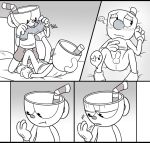  animate_inanimate anus balls bed bottomless brother brothers clothed clothing comic cup cuphead_(character) cuphead_(game) duo embarrassed gloves half-closed_eyes humanoid humanoid_on_humanoid humanoid_penis imminent_sex incest kneeling legwear looking_away lying male male/male mugman not_furry object_head on_back on_bed open_pants penis saliva shorts sibling small_penis socks speech_bubble spitting toxic-boner undressing video_games 
