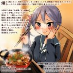  akebono_(kantai_collection) blue_sailor_collar chopsticks colored_pencil_(medium) commentary_request dated eating flower food hair_flower hair_ornament hand_on_own_cheek holding holding_chopsticks kantai_collection kirisawa_juuzou long_hair long_sleeves numbered pink_flower purple_eyes purple_hair sailor_collar side_ponytail sitting smile solo traditional_media translation_request twitter_username 