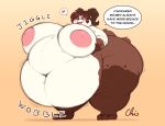  2018 absurd_res anthro areola bear belly big_belly big_breasts big_butt blizzard_entertainment blush breasts brown_fur brown_hair butt choker deep_navel dialogue digital_media_(artwork) ear_piercing female food fur green_eyes hair hi_res huge_breasts huge_butt hyper hyper_belly mammal morbidly_obese navel nekocrispy nipples nude obese open_mouth overweight overweight_female pandaren piercing simple_background smile solo speech_bubble standing text thick_thighs video_games voluptuous warcraft wide_hips yanshe 