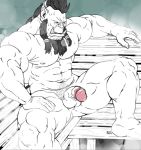  2018 5_fingers abs balls beard blizzard_entertainment braided_beard circumcised circumcision_scar dragmire facial_hair feet flaccid hair humanoid humanoid_penis long_hair male mohawk muscular muscular_male not_furry nude orc pecs penis pointy_ears ponytail pose pubes sauna signature simple_background solo steam sweat tired tusks video_games warcraft 