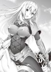  1girl armor greyscale horseback_riding knight long_hair monochrome nironiro novel_illustration official_art riding shinsei-maou_no_venus-hunt tagme 