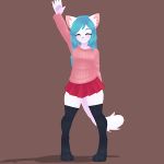  3d_(artwork) animated anthro cat clothing digital_media_(artwork) feline female jord legwear mammal simple_background skirt sweater thigh_highs 