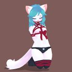  3d_(artwork) animated anthro bdsm bondage bound cat clothing digital_media_(artwork) feline female gag jord mammal panties ribbons simple_background underwear 