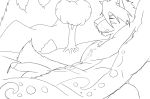  anthro black_and_white canine cum cum_on_chest eyes_closed hi_res humanoid_penis licking licking_lips line_art male mammal monochrome muscular muscular_male outside penis simple_background solo tongue tongue_out tree unknown_artist 