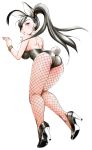  animal_ears ass bare_shoulders black_hair bracelet breasts bunny_ears bunny_girl bunny_tail bunnysuit commentary_request dragon_quest dragon_quest_xi equal_(melomelopunch) eyebrows_visible_through_hair fishnets hair_over_one_eye high_heels highres jewelry long_hair long_ponytail looking_at_viewer looking_back martina_(dq11) parted_lips ponytail purple_eyes sideboob solo tail very_long_hair 