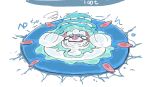  2017 ambiguous_gender dlrowdog flattened japanese_text living_inflatable nintendo open_mouth pok&eacute;mon pok&eacute;mon_(species) primarina simple_background solo sweat text translation_request video_games white_background 