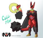  1other age_comparison artist_logo artist_name biomechanical black_carapace carapace cell_max character_name clubbed_tail crossed_arms curled_up dragon_ball dragon_ball_super dragon_ball_super_super_hero english_commentary english_text facing_viewer fetal_position fetus full_body gradient_background green_carapace grey_background highres insect_wings larva logo mace monster multiple_views novanation red_carapace redesign solo spiked_mace spikes spots tail weapon white_background wings yellow_eyes 