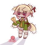  animal_ears bangs bell bell_collar blonde_hair brown_collar brown_footwear chibi collar detached_sleeves double_scoop eyebrows_visible_through_hair food fox_ears fox_girl fox_tail green_shirt green_sleeves hair_between_eyes hair_ornament holding holding_food ice_cream ice_cream_cone jingle_bell kemomimi-chan_(naga_u) kneehighs long_sleeves looking_away looking_down naga_u original red_eyes ribbon-trimmed_sleeves ribbon_trim sailor_collar shaded_face shirt sleeveless sleeveless_shirt sleeves_past_fingers sleeves_past_wrists solo tail trembling white_legwear white_sailor_collar 