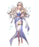  armlet asymmetrical_clothes bangs bare_shoulders barefoot bug butterfly closed_mouth collar dress elbow_gloves female_my_unit_(fire_emblem_if) fire_emblem fire_emblem_heroes fire_emblem_if full_body gloves highres insect long_hair looking_at_viewer my_unit_(fire_emblem_if) official_art pointy_ears red_eyes senchat side_slit silver_hair single_glove solo standing toes transparent_background veil white_dress white_legwear 