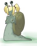  blonde_hair breasts copyright_request medium_breasts monster_girl nostyle ribbon snail solo 