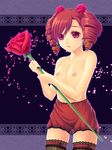  amy_sorel bloomers breasts byuune drill_hair fishnet_legwear fishnets flower nipples petals pink_eyes red_hair rose short_twintails small_breasts solo soulcalibur thighhighs topless twintails underwear 