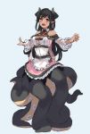  1girl detached_sleeves dress female full_body ganesagi horns monster_girl original pointy_ears scylla solo tentacle 