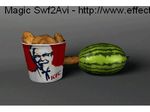  animated chicken food fruit inanimate kfc watermelon 