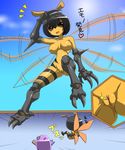  artist_request bee bee_girl black_hair breasts golem hornet insect insect_girl monster_girl nipples nude purple_hair screw smile source_request stinger translation_request uncensored wings 