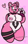  &lt;3 2018 anthro areola bear blush breasts cuddle_team_leader digital_media_(artwork) female fortnite fur mammal nipples pink_fur pussy simple_background solo sushirolldragon thick_thighs tongue tongue_out v_sign video_games voluptuous wide_hips 