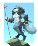  2019 abs anthro biceps canid canine canis fur hi_res male mammal muscular muscular_male o-ro pecs solo wolf 