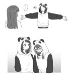  ... 2girls animal_hood bang_dream! bang_dream!_it&#039;s_mygo!!!!! blush closed_eyes closed_mouth commentary criangle_k. earrings grey_hair heart hood hood_up jewelry long_hair mole mole_under_eye multiple_girls open_mouth panda_hood shiina_taki spoken_ellipsis spoken_heart symbol-only_commentary yahata_umiri 