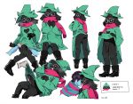  anthro bebebebebe black_fur boots bottomless bulge butt caprine clothed clothing clothing_lift cum deltarune erection eyewear flaccid footwear fur glasses goat green_hat hat male mammal multiple_angles penis precum ralsei robe robe_lift scarf tongue tongue_out 