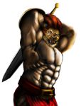  abs belt clothing dynathecat feline leo lion loincloth male mammal melee_weapon muscular pecs redearth scar shield solo sword transparency warrior weapon 