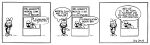 1974 20th_century 3_panel_comic absurd_res accent ancient_art anthro arachnid arthropod clothing comic dialogue doctor doctor&#039;s_office dr._gougo duo food german_accent gnat gnorm_gnat_(character) gnorm_gnat_(series) head_mirror headgear headwear hi_res humor insect jim_davis jim_davis_(artist) male medical_instrument monochrome pizza public_domain restaurant scientific_instrument simple_background singing spider standing stereotype walking