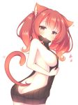  animal_ears ass azur_lane backless_outfit bangs bare_back black_sweater blush breasts brown_eyes butt_crack cat_ears cat_girl cat_tail commentary_request eyebrows_visible_through_hair heart i-19_(azur_lane) large_breasts long_hair looking_at_viewer looking_back meme_attire naked_sweater parted_lips red_hair ribbed_sweater sakurato_ototo_shizuku sideboob simple_background solo sweater tail tail_raised turtleneck turtleneck_sweater twintails virgin_killer_sweater white_background 