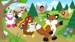  avian bird black_eyes bovine brown_feathers brown_fur canine cattle cervine equine feathers fox fur horn lmcolver mammal map outside picnic turkey unicorn walking webkinz white_fur 