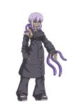  1girl breasts buti-yu fingerless_gloves genderswap gloves lavender_eyes lavender_hair medium_breasts monster_girl nemesis resident_evil resident_evil_3 short_hair solo stitches tentacle 