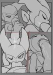  balls blitzdrachin comic deep_throat digimon eyes_closed fellatio guilmon impmon male male/male oral penis reptile scalie sex size_difference unfinished 