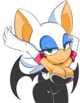  anthro bat bedroom_eyes breasts camel_toe cleavage clothed clothing eyebrows female gloves half-closed_eyes hearlesssoul mammal membranous_wings portrait rouge_the_bat rubber seductive simple_background solo sonic_(series) three-quarter_portrait white_background wings 