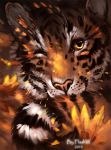  2018 amber_eyes ambiguous_gender digital_media_(artwork) feline feral flashw looking_at_viewer mammal one_eye_closed solo tiger whiskers 