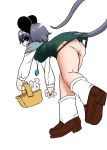  animal_humanoid blue_nails buchineko butt capelet clothed clothing colored_nails eyeshadow female footwear grey_hair hair humanoid legwear makeup mammal mouse mouse_humanoid nazrin no_underwear red_eyes rodent shirt shoes short_hair skirt socks solo touhou 