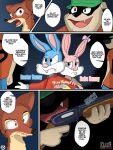  absurd_res anthro babs_bunny beagle_boys blue_body blue_eyes blue_fur bodily_fluids buster_bunny canid canine clothing crossover dialogue disney ducktales ducktales_(2017) duke_weaselton english_text fangs female fur gloves group gun handwear hat headgear headwear hi_res lagomorph leporid long_ears male mammal mustelid musteline pink_body pink_fur rabbit ranged_weapon rcblackdie red_eyes shotgun smile speech_bubble sweat sweatdrop teeth text tiny_toon_adventures true_musteline warner_brothers weapon weasel worried worried_look zootopia 