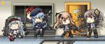  6p62_(girls_frontline) assault_rifle bullet_hole caution_tape chibi chinese_commentary commentary drooling english floor full_body g11 g11_(girls_frontline) girls_frontline gun h&amp;k_ump heckler_&amp;_koch highres hk416 hk416_(girls_frontline) holding holding_bars holding_gun holding_magazine_(weapon) holding_weapon indoors iron_bars keep_out multiple_girls open_door pantyhose reflective_floor rescue rifle shadow sleeping submachine_gun thighhighs ump45_(girls_frontline) ump9_(girls_frontline) wall weapon window zixia_(msl) 