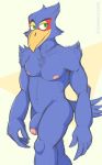  anthro avian beak bird falco_lombardi flaccid green_eyes grin male nintendo nipples nude penis ramensalt smile star_fox uncut vein veiny_penis video_games 