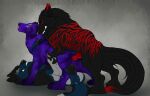  animal_genitalia animal_pussy black_body black_fur black_nose black_penis black_pussy blue_body blue_eyes blue_fur canid canine canine_genitalia canine_pussy dipstick_ears ear_markings erection female female_penetrated feral feral_on_feral feral_penetrated feral_penetrating feral_penetrating_feral fur genitals grey_eyes group hi_res killthe_demon lying male male/female male_penetrating male_penetrating_female mammal markings multicolored_ears on_back orange_eyes penetration penis purple_body purple_fur pussy red_markings red_penis sex side_view simple_background trio white_markings 