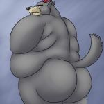  butt canine fur grey_fur male mammal nude overweight raised_tail sheriff_of_nottingham thevillager wolf 