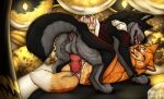  anal anal_penetration balls black_body black_fur brown_eyes canid canine duo erection female female_penetrated feral feral_on_feral feral_penetrated feral_penetrating feral_penetrating_feral fur genitals grey_balls grey_body grey_fur hi_res killthe_demon knot looking_at_viewer male male/female male_penetrating male_penetrating_female mammal orange_body orange_eyes orange_fur penetration penile penile_penetration penis penis_in_ass red_penis sex side_view tan_body tan_fur tongue tongue_out 