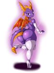  2018 ambiguous_gender anthro anthrofied armwear big_butt butt claws clothing digital_media_(artwork) dragon elbow_gloves eyelashes fingerless_gloves footwear girly gloves hi_res high_heels horn leg_warmers legwear looking_at_viewer looking_back male membranous_wings on_one_leg shoes smile solo spyro spyro_the_dragon standing suirano thick_thighs video_games wide_hips wings 