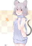  akagashi_hagane animal_humanoid blush clothed clothing female grey_hair hair humanoid mammal mouse mouse_humanoid nazrin open_mouth red_eyes rodent short_hair solo spiral_eyes sweater tears teeth touhou virgin_killer_sweater 