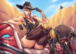  1girl ashe_(overwatch) ass bare_arms bare_shoulders breasts hips huge_ass huge_breasts legs mccree_(overwatch) overwatch thick_thighs thighs white_hair wide_hips 