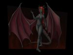  2018 5_fingers ascar_angainor biped black_skin breasts demon dragon_wings female hair horn humanoid invalid_tag nipples pussy red_hair signature tagme wings 