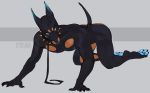  all_fours anthro canine collar doberman dog leash male mammal nipples nude simple_background smooshkin solo spiked_collar spikes 