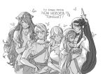  black_hair blush camilla_(fire_emblem_if) cape dress female_my_unit_(fire_emblem_if) fire_emblem fire_emblem_heroes fire_emblem_if greyscale hairband krazehkai long_hair looking_at_viewer mamkute mikoto_(fire_emblem_if) mole monochrome mother_and_daughter multiple_girls my_unit_(fire_emblem_if) open_mouth pointy_ears ponytail sidelocks sleeping smile very_long_hair white_hair younger 