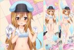  bangs bare_shoulders belt belt_buckle black_tank_top blue_belt blue_jacket blush bra breasts brown_eyes brown_shorts buckle collarbone craytm dakimakura flag gloves hair_between_eyes hataraku_saibou holding holding_flag jacket jacket_removed kneehighs light_brown_hair long_hair looking_at_viewer lying multiple_views navel no_shoes on_back on_side open_mouth panties platelet_(hataraku_saibou) short_shorts short_sleeves shorts shorts_removed small_breasts striped striped_bra striped_panties tank_top underwear underwear_only very_long_hair watermark white_gloves white_legwear 