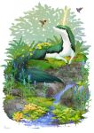  2018 alsareslynx ambiguous_gender avian bird detailed_background digital_media_(artwork) digital_painting_(artwork) esk grass green_eyes hooves hummingbird 