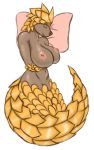  anthro big_breasts blackbetty breasts female mammal nipples nude pangolin scales simple_background smile solo 