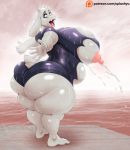  anthro bbd big_breasts breasts caprine clothing female goat huge_breasts hyper hyper_breasts lactating mammal nipples open_mouth overweight overweight_female solo standing surprise swimsuit toriel undertale video_games wardrobe_malfunction wet 