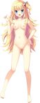  absurdres ass_visible_through_thighs bare_shoulders barefoot blonde_hair blush breasts deatte_5-fun_wa_ore_no_mono! eyebrows_visible_through_hair full_body hair_ornament hand_on_hip highres ikegami_akane long_hair looking_at_viewer navel nipples no_pussy nude official_art one_side_up open_mouth small_breasts solo transparent_background very_long_hair yamabuki_noa 